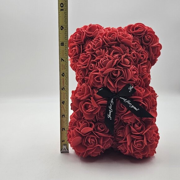 Always And Forever Faux Rose Flower Bear Figure Valentines Day Gift Red 9 in - Picture 9 of 11
